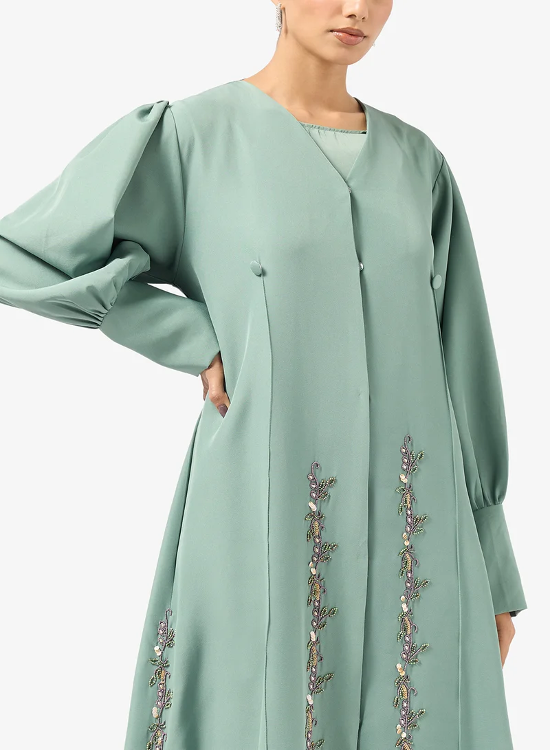 hayas closet  Embellished Abaya With Sheila for Women | Best Price UAE